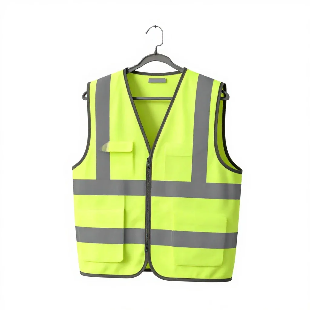 Hi-vis vest on a hook isolated on a white background
