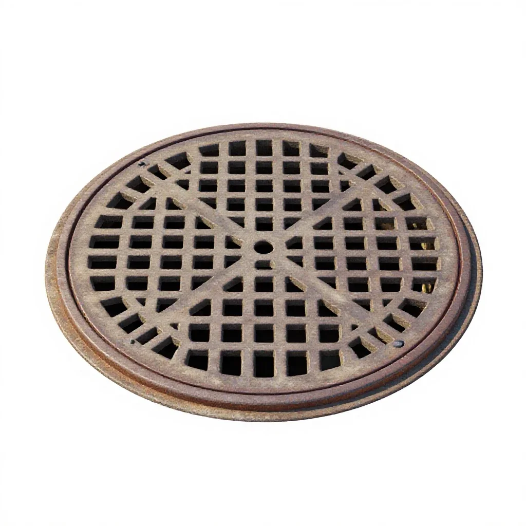 Manhole cover isolated on a white background