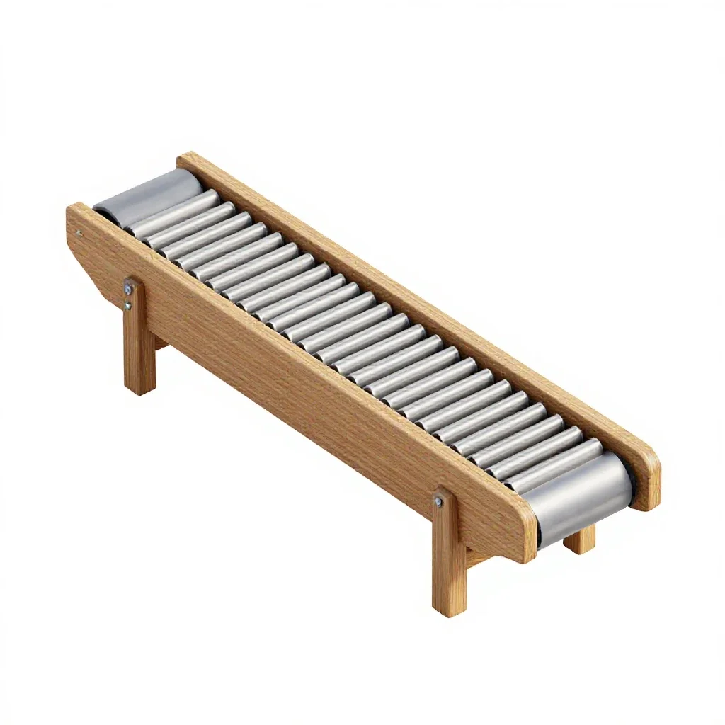 Roller conveyor section isolated on a white background