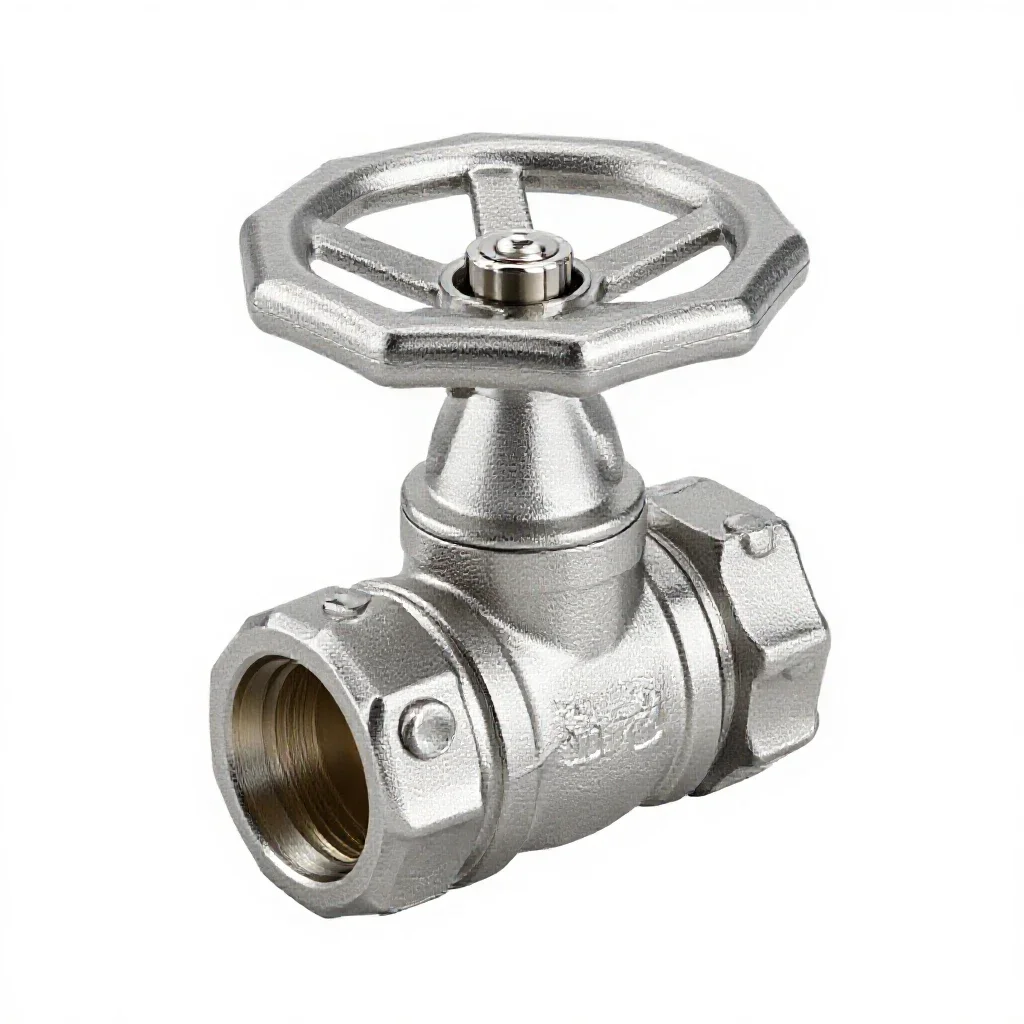 Stainless ball valve isolated on a white background