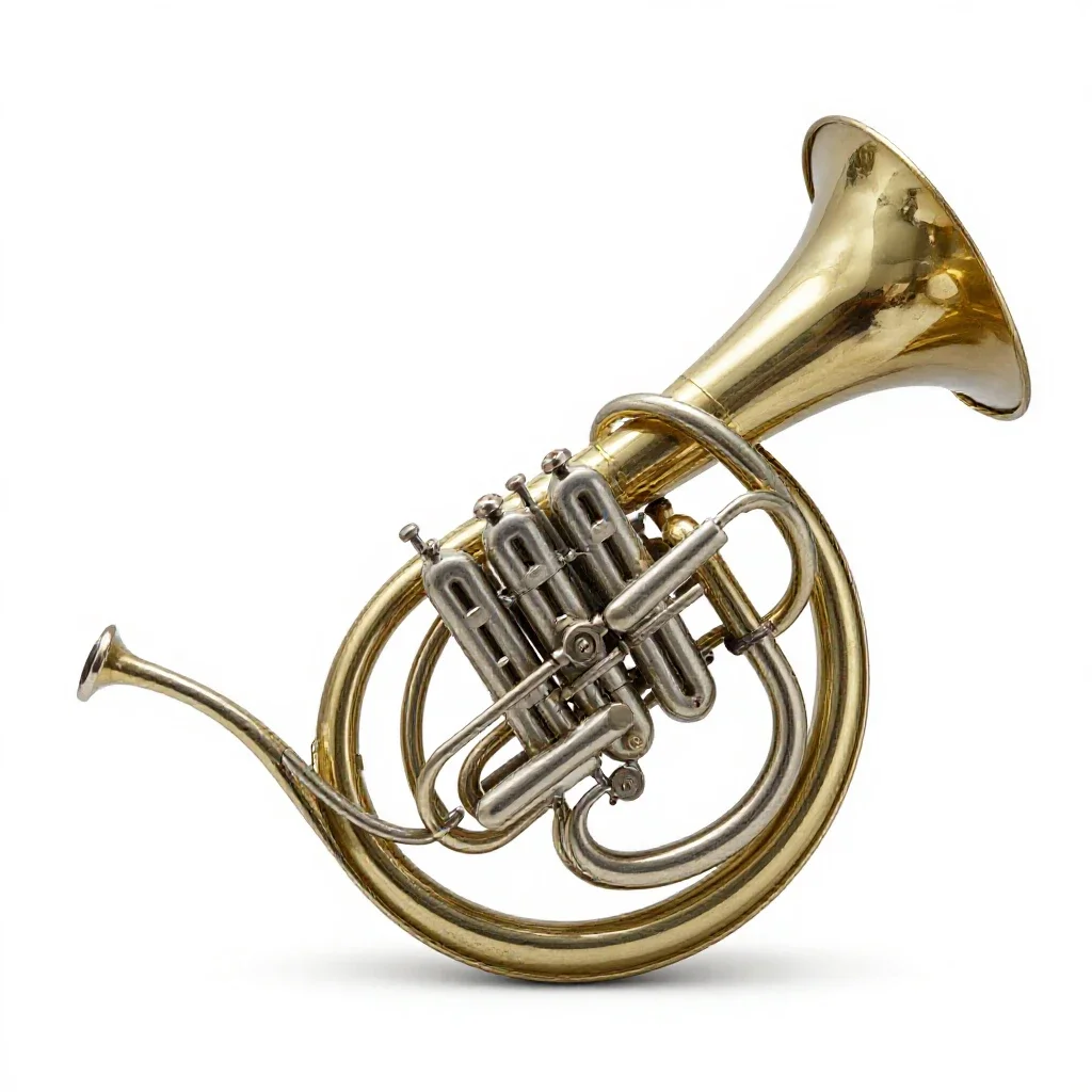 French horn isolated on a white background