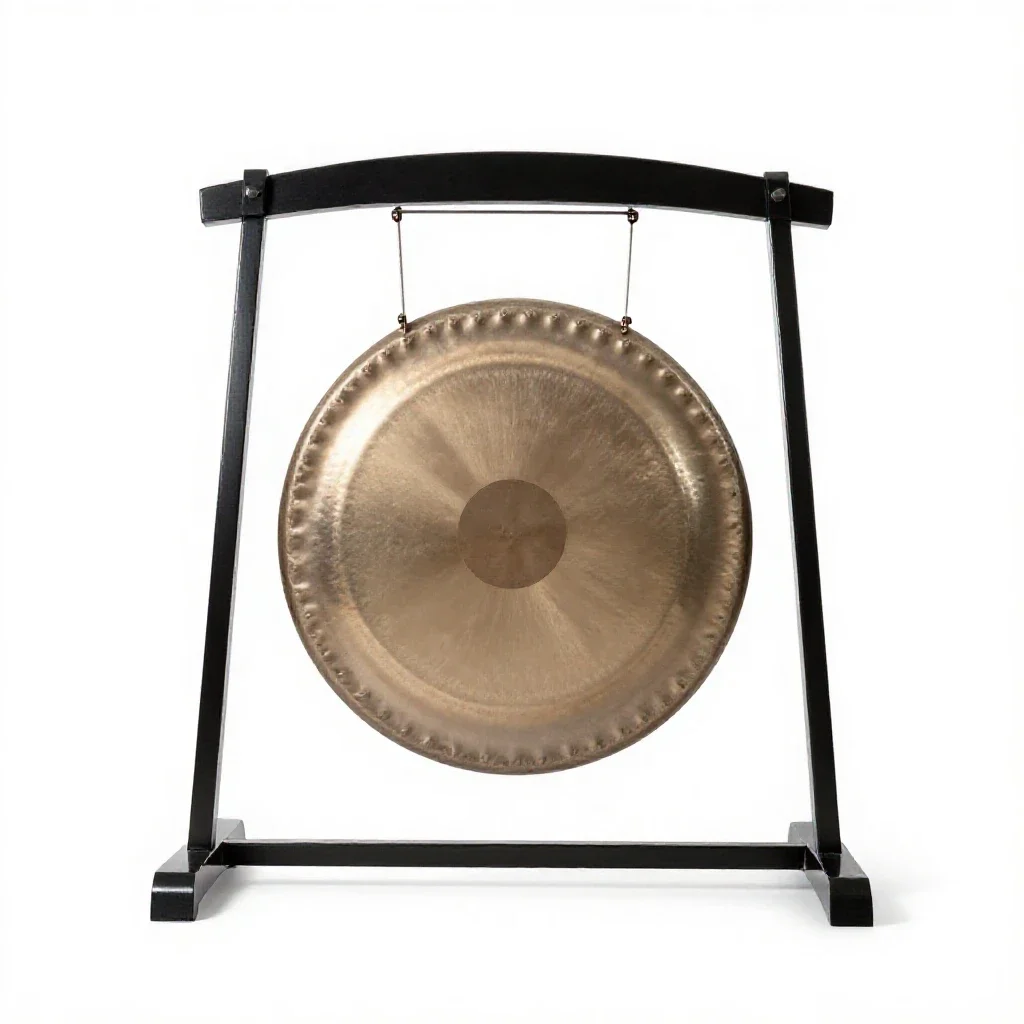 Gong on a stand isolated on a white background