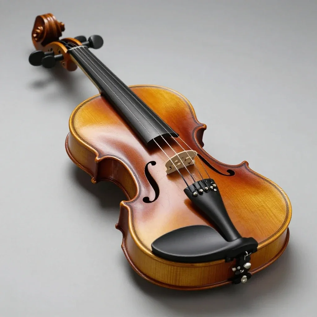 Violin with a bow isolated on a white background