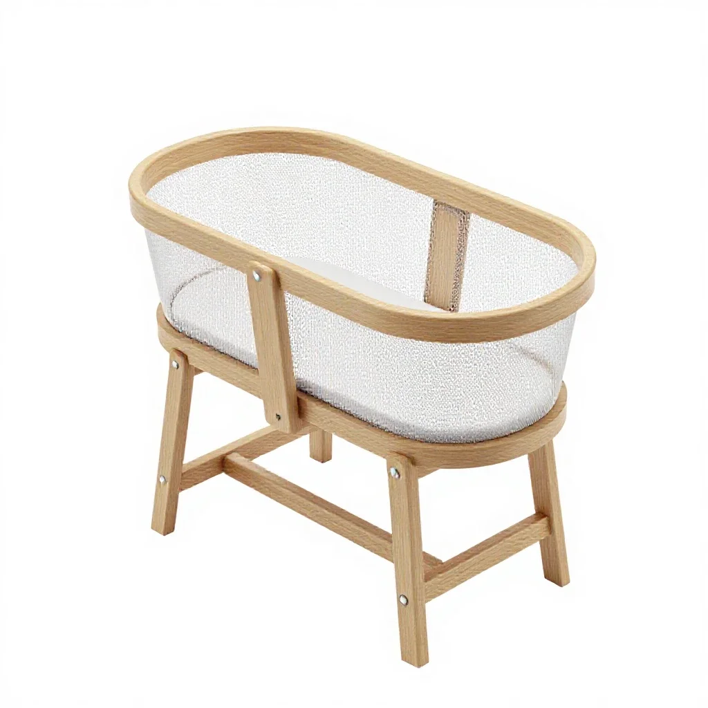 Bassinet on a stand isolated on a white background