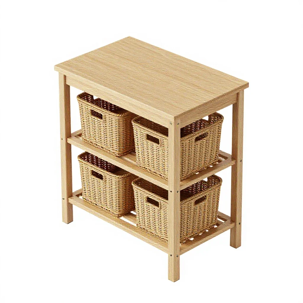 Changing table with baskets isolated on a white background