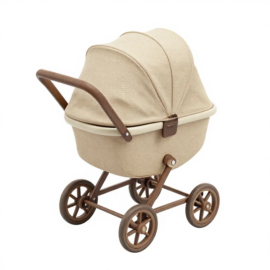 Dolls pram isolated on a white background