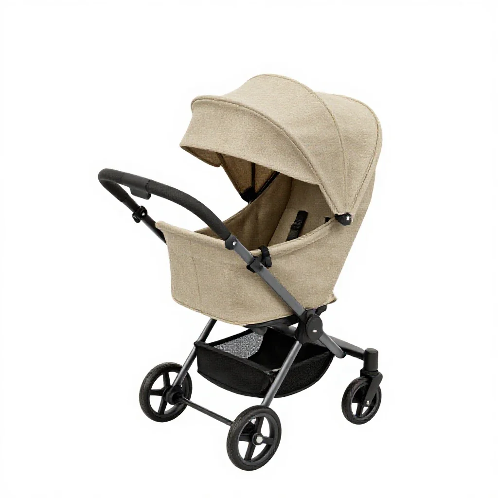 Pram with a canopy isolated on a white background