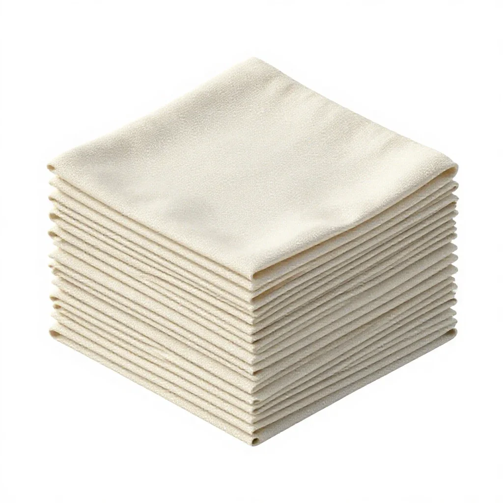 Stack of muslin cloths isolated on a white background