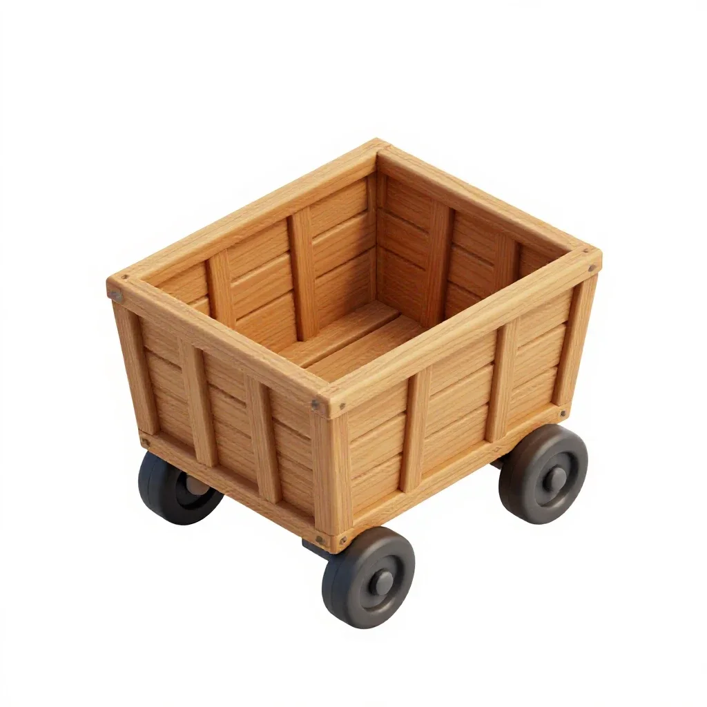 Wagon with wooden sides isolated on a white background