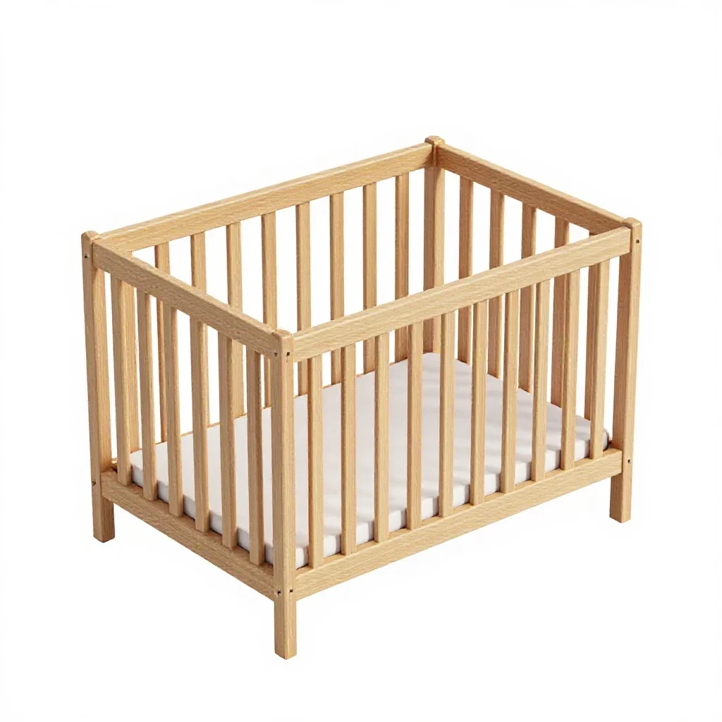 Wooden crib isolated on a white background