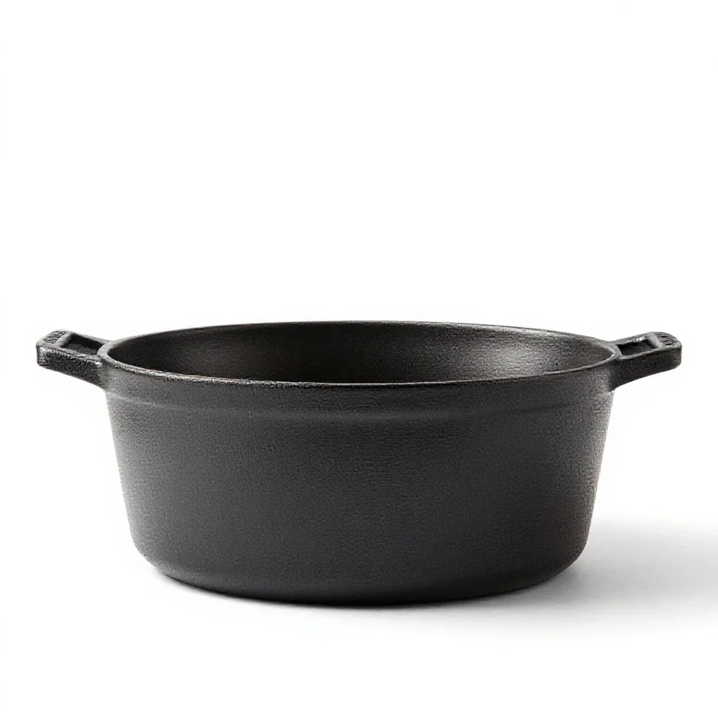 Cast iron dutch oven isolated on a white background