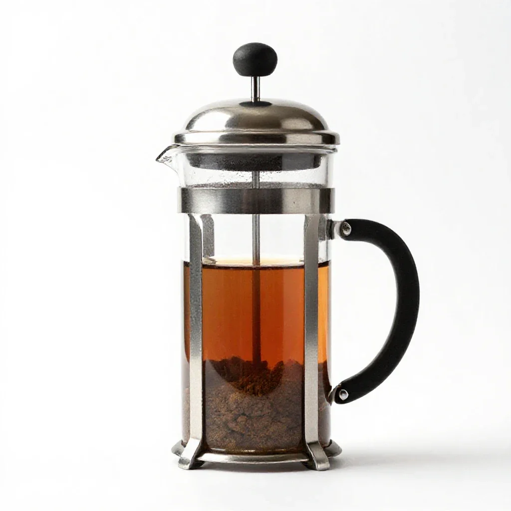 French press coffee maker isolated on a white background
