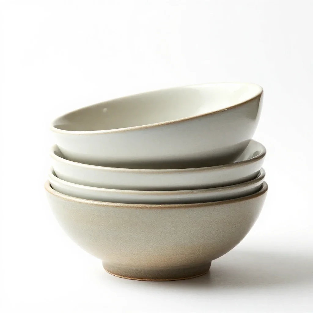 Stack of nesting mixing bowls isolated on a white background