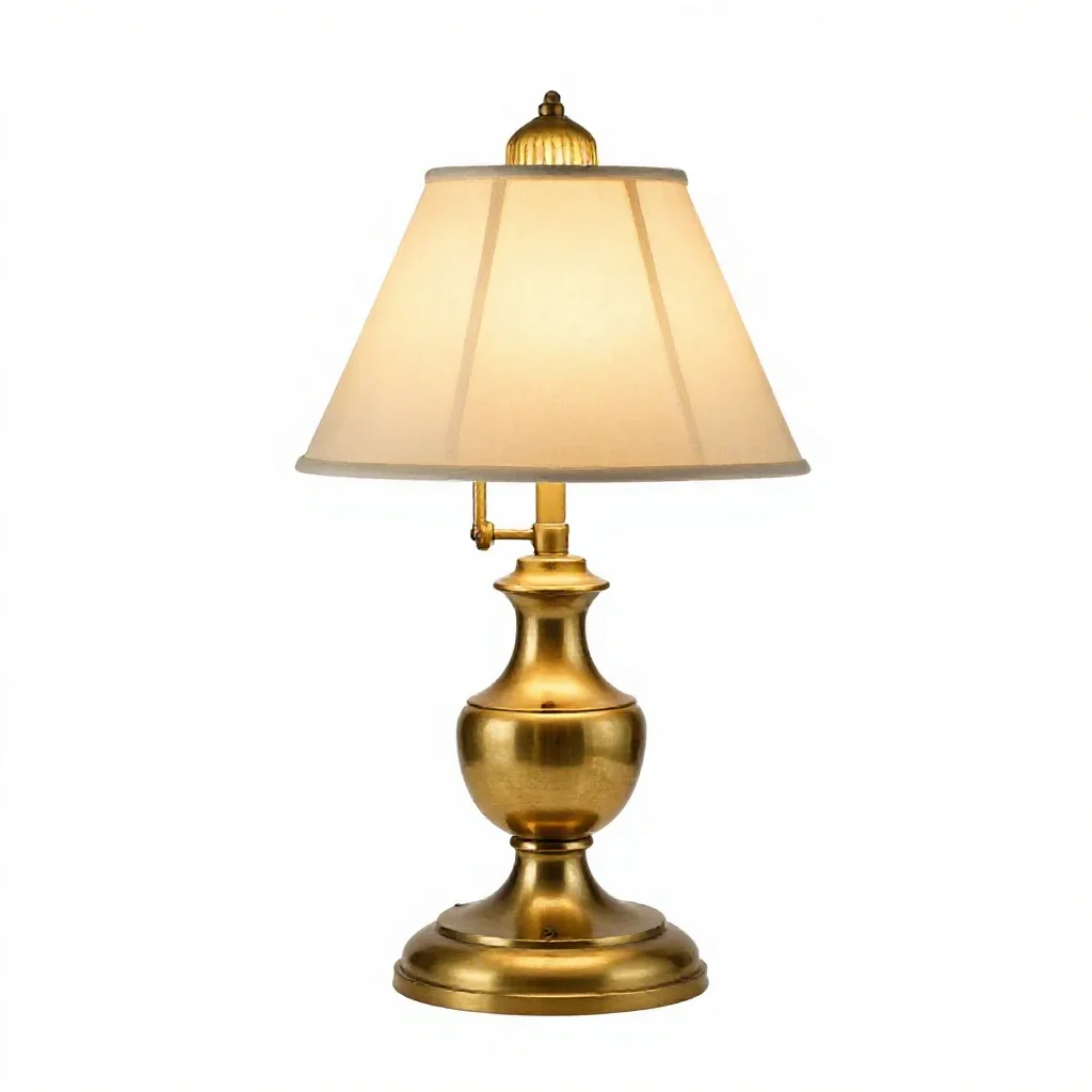 Brass banker's lamp isolated on a white background