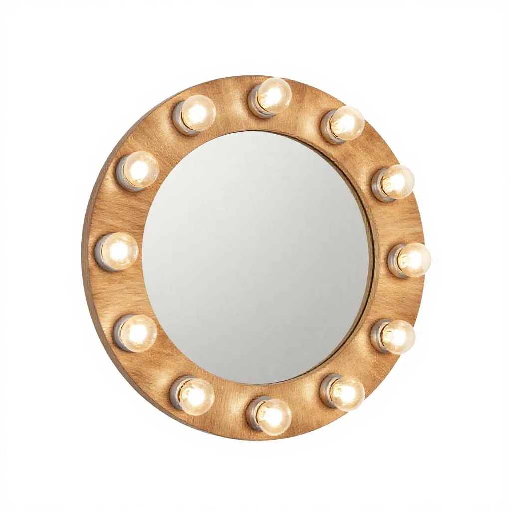Mirror with bulb surround isolated on a white background