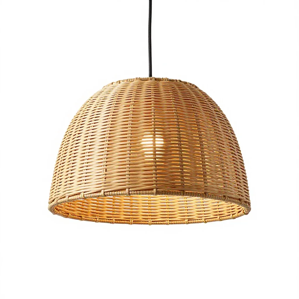Rattan pendant shade isolated on a white background