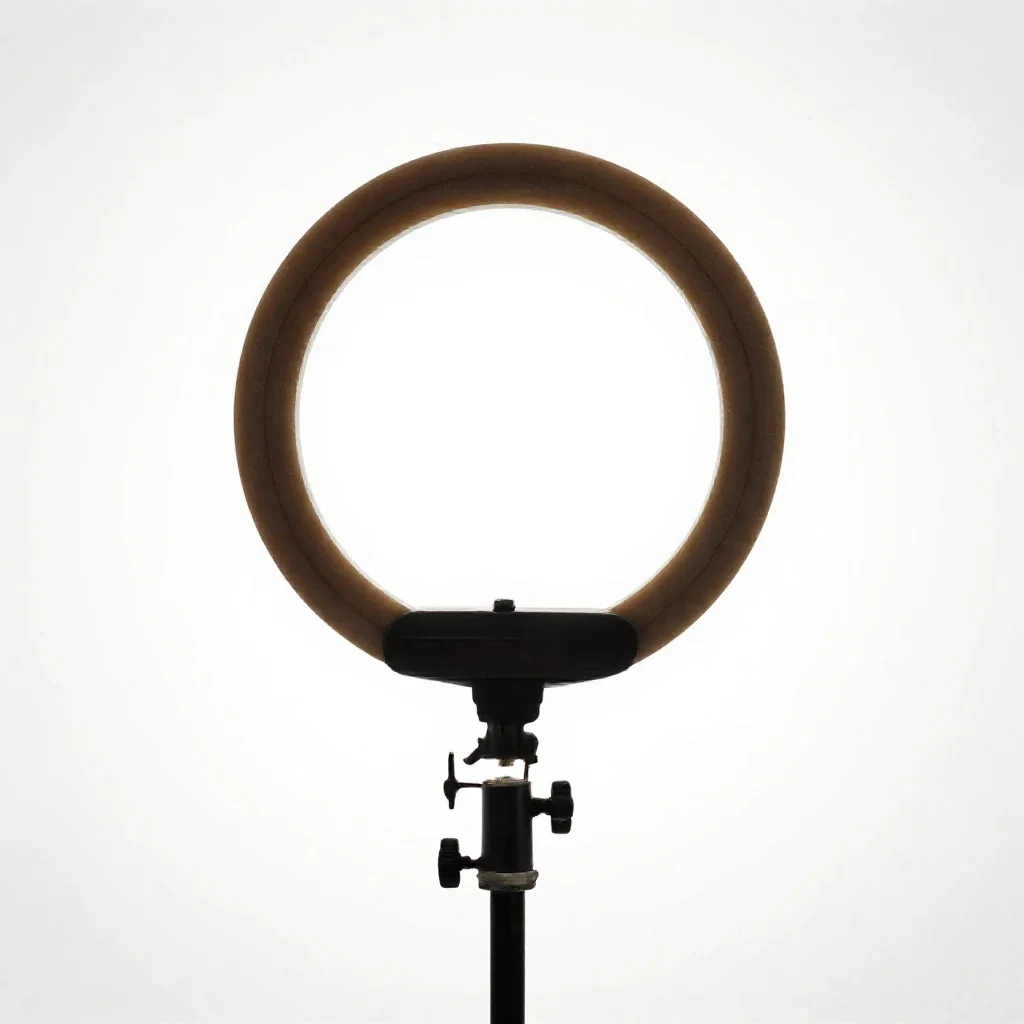 Ring light on a stand isolated on a white background