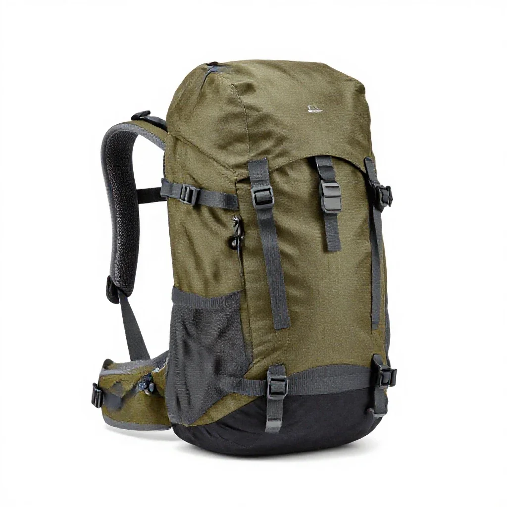 Camping backpack isolated on a white background