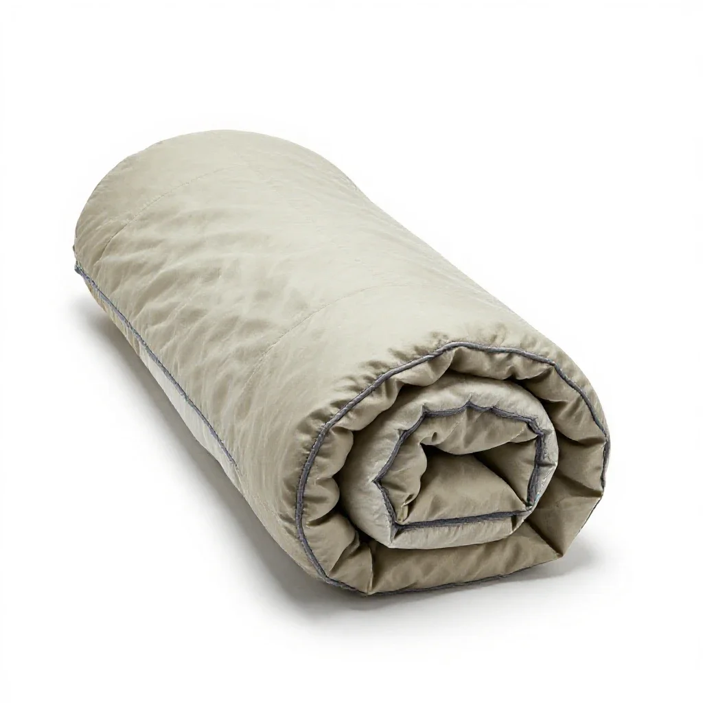 Sleeping bag rolled up isolated on a white background