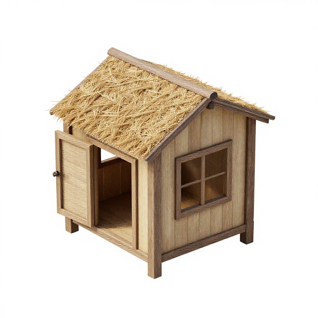 Chicken coop with a run isolated on a white background