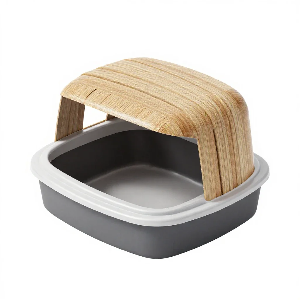 Litter box with a hood isolated on a white background