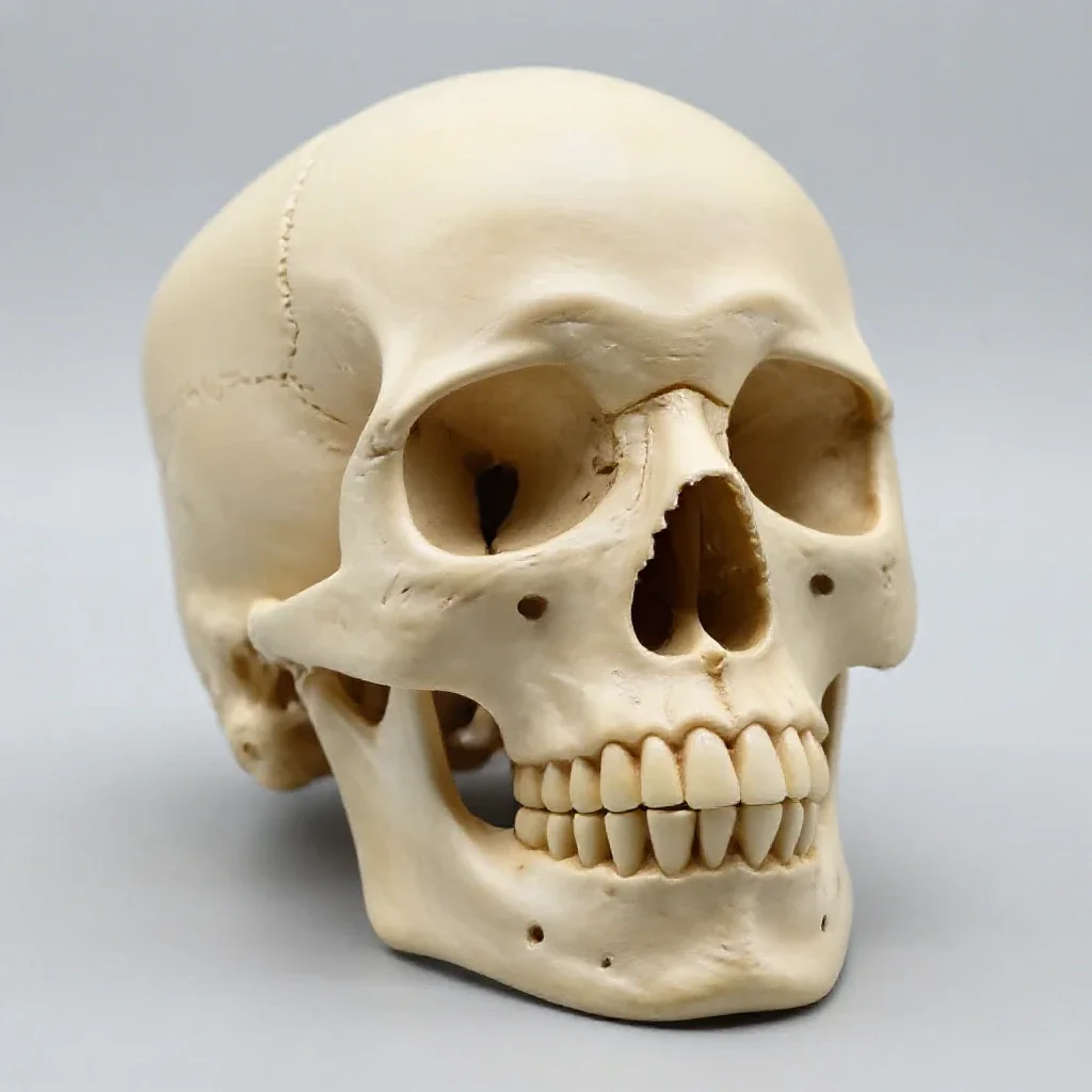 Human skull anatomical model isolated on a white background