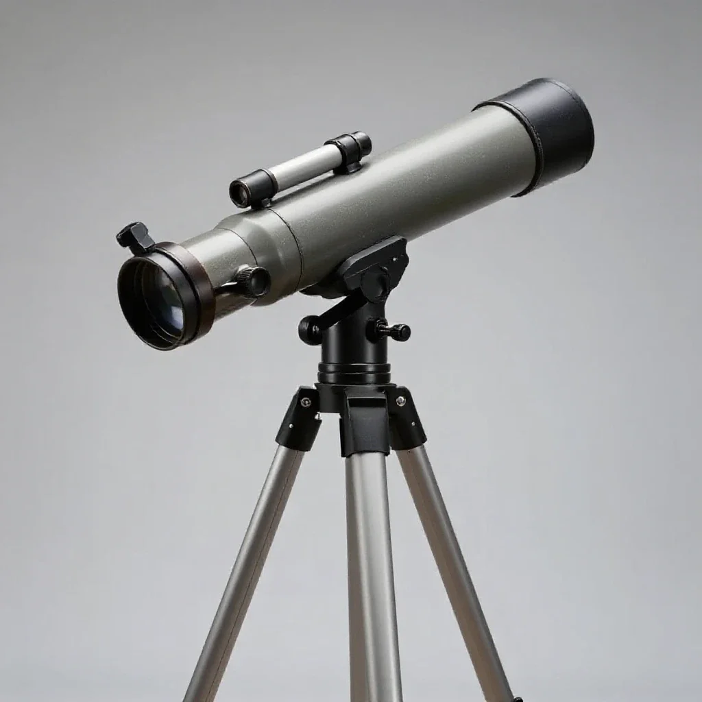 Refracting telescope isolated on a white background