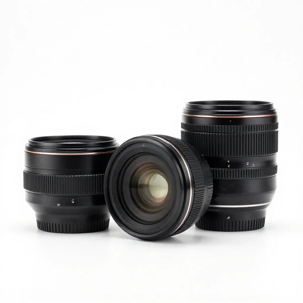 Set of lens elements isolated on a white background