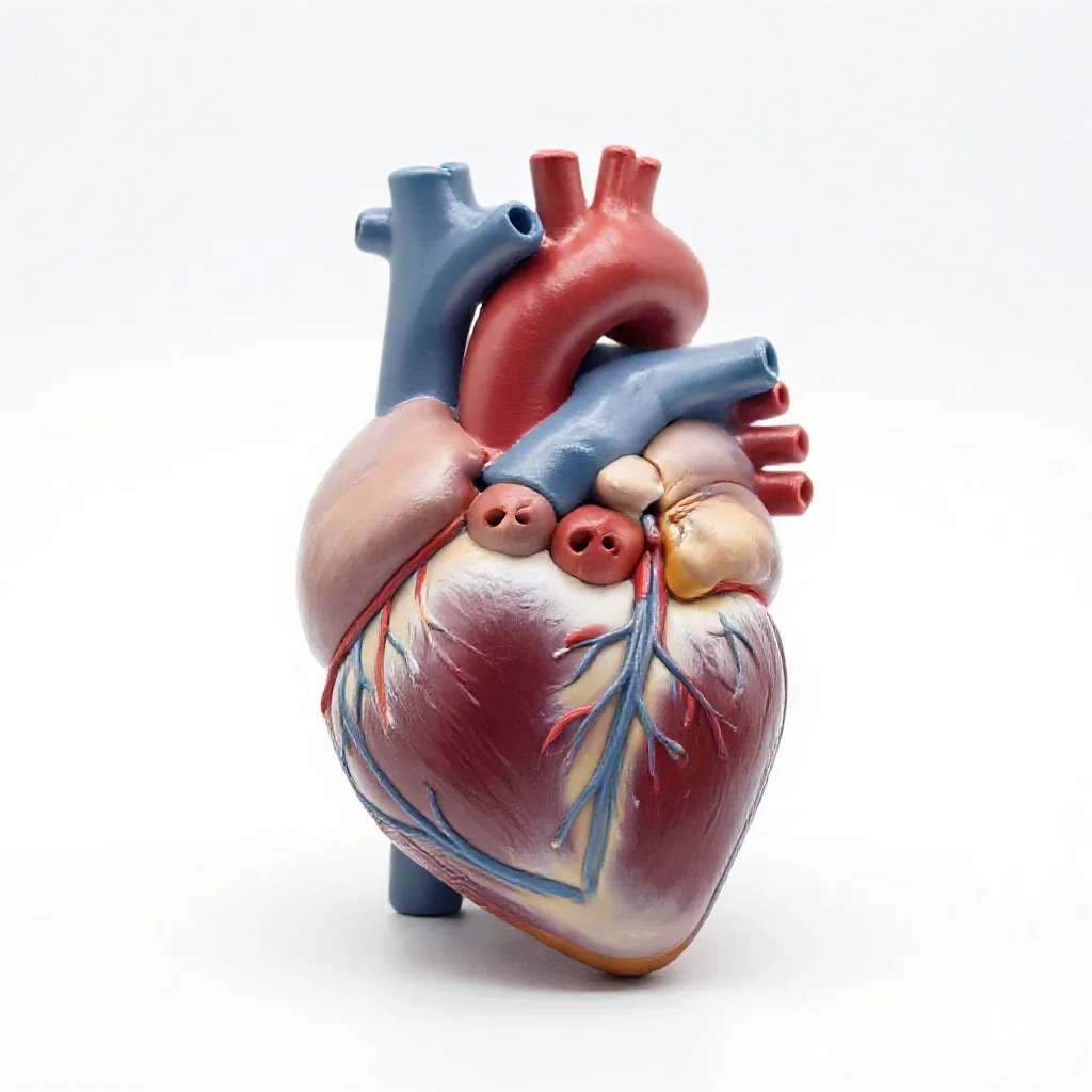 Anatomical heart model isolated on a white background