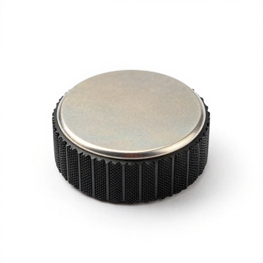 Holographic projector puck isolated on a white background