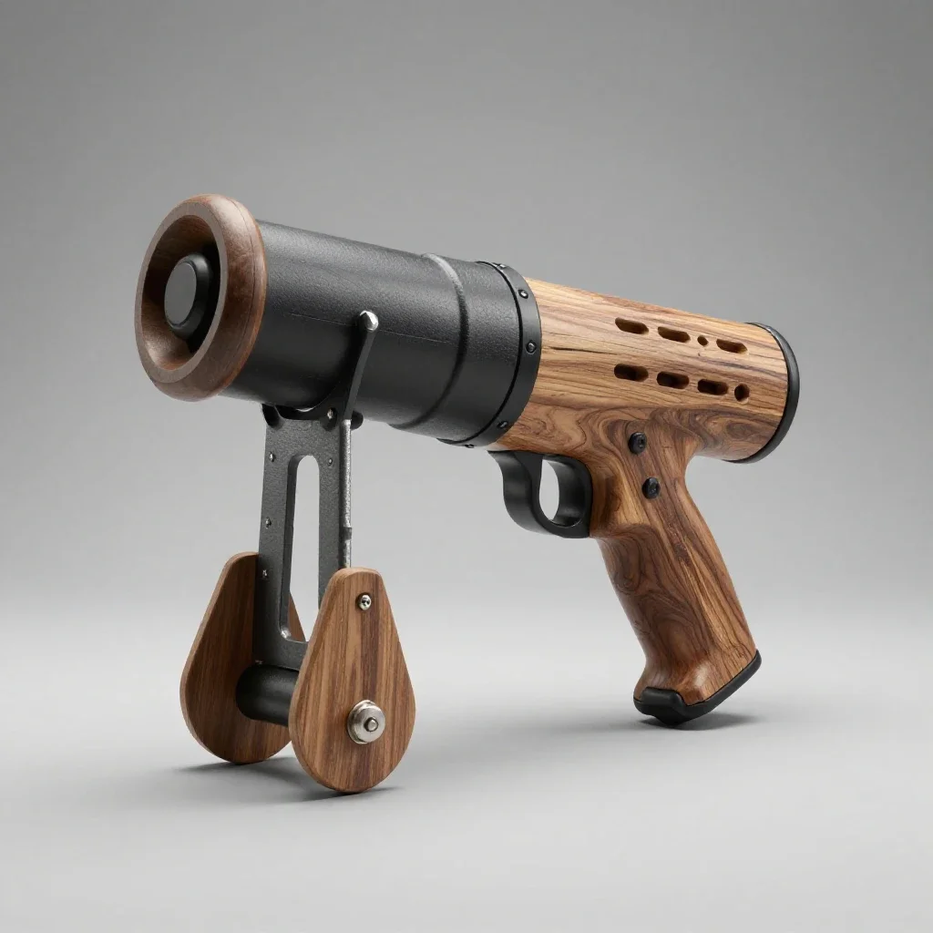 Magnetic grapple launcher isolated on a white background