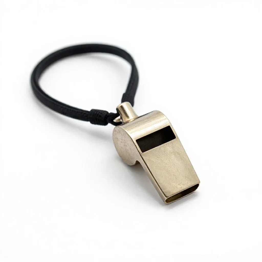Whistle on a lanyard isolated on a white background