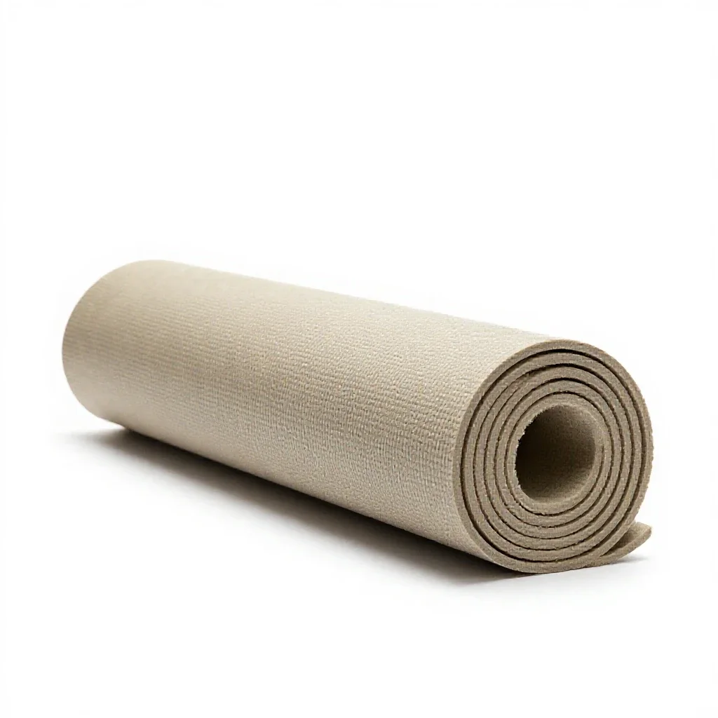 Yoga mat rolled up isolated on a white background