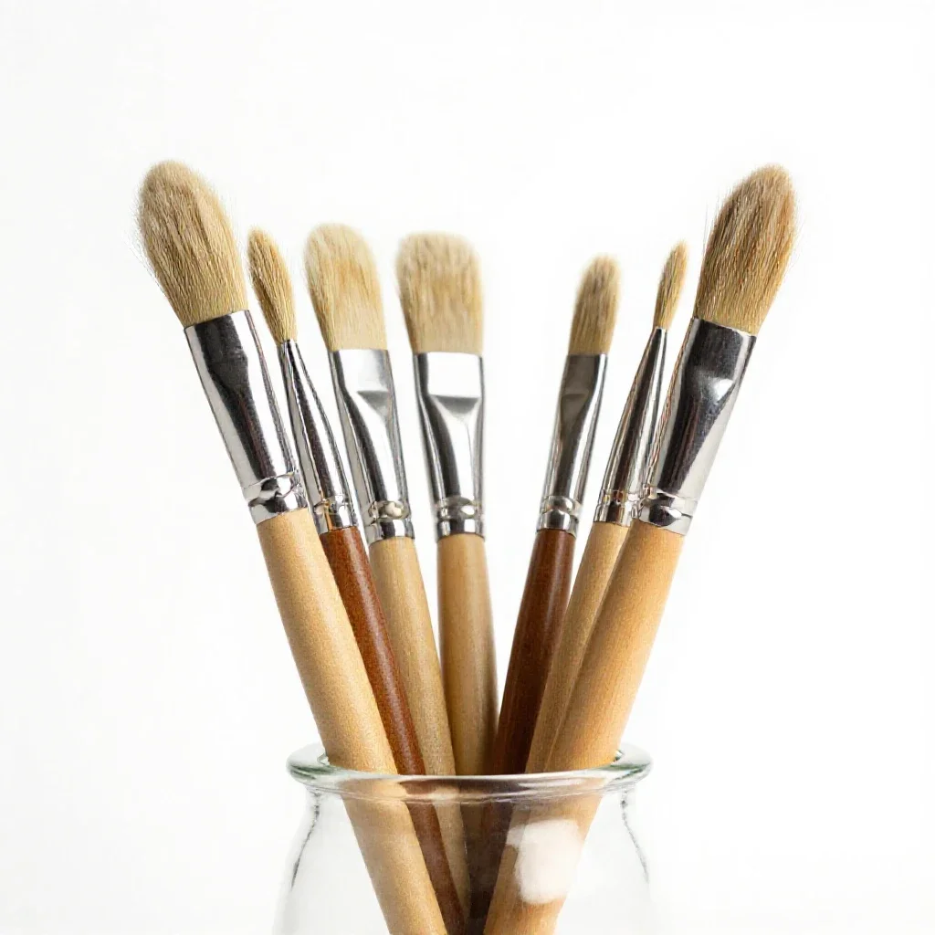 Jar of brushes isolated on a white background