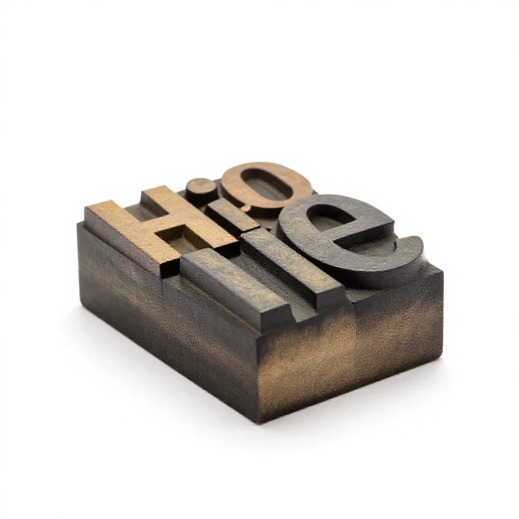 Letterpress type block isolated on a white background