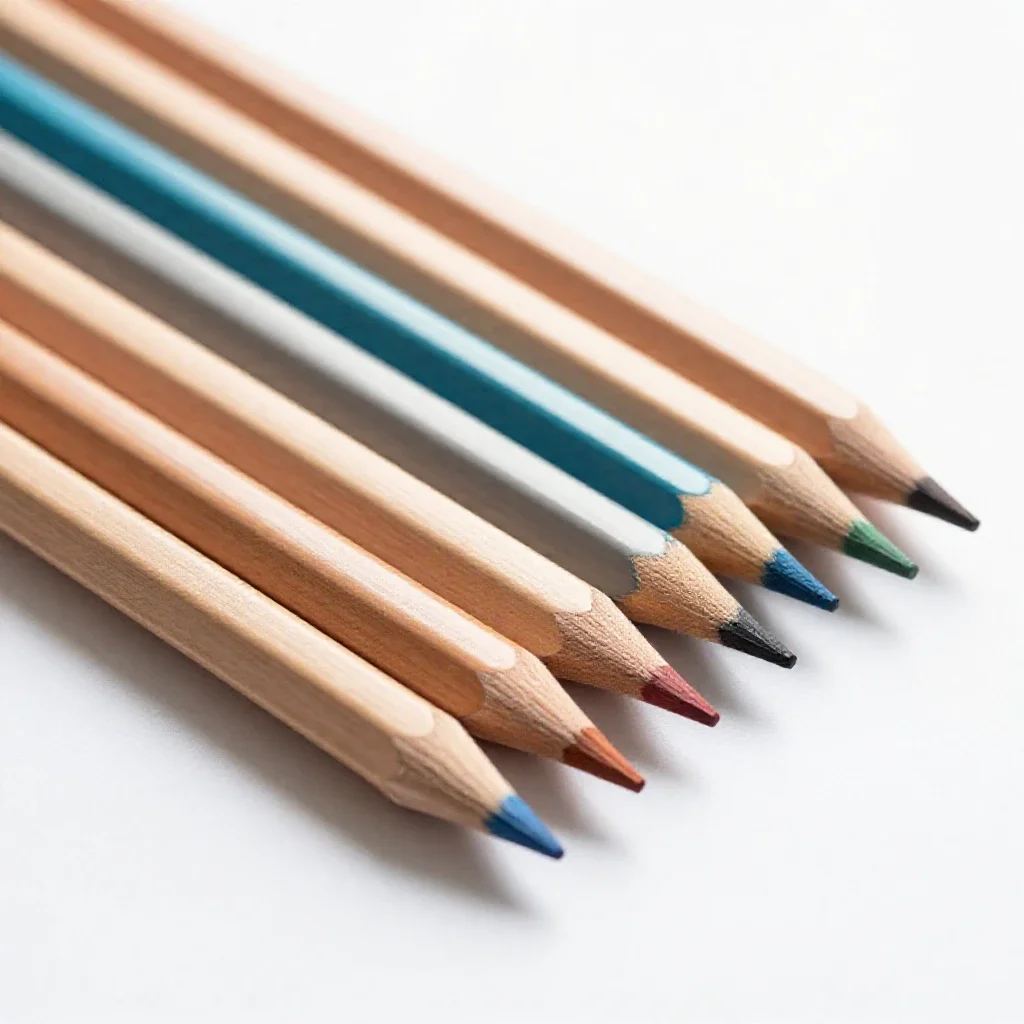 Set of coloured pencils isolated on a white background