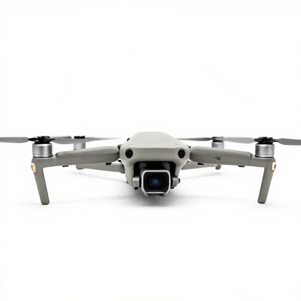 Drone with folded arms isolated on a white background