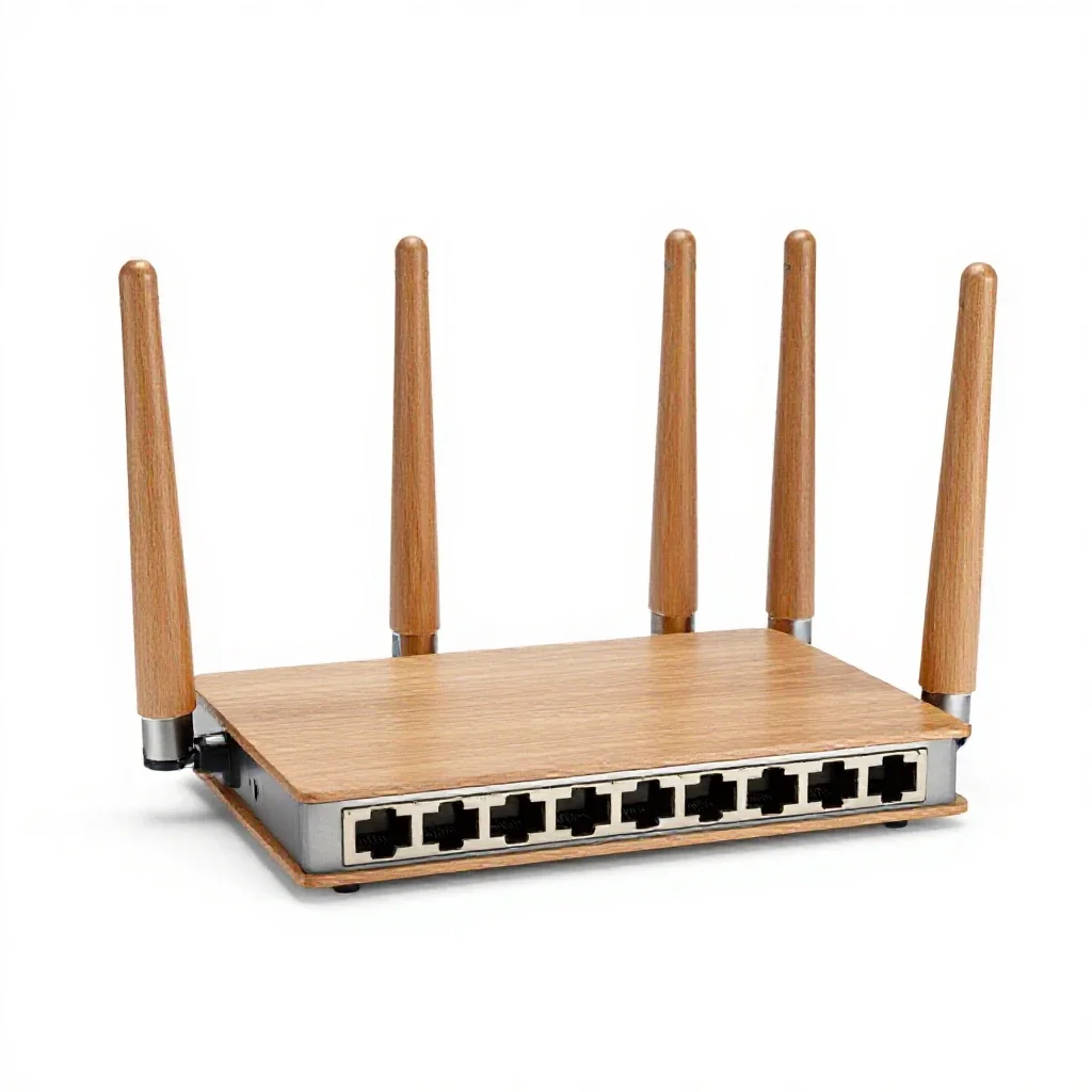 Network router with antennas isolated on a white background