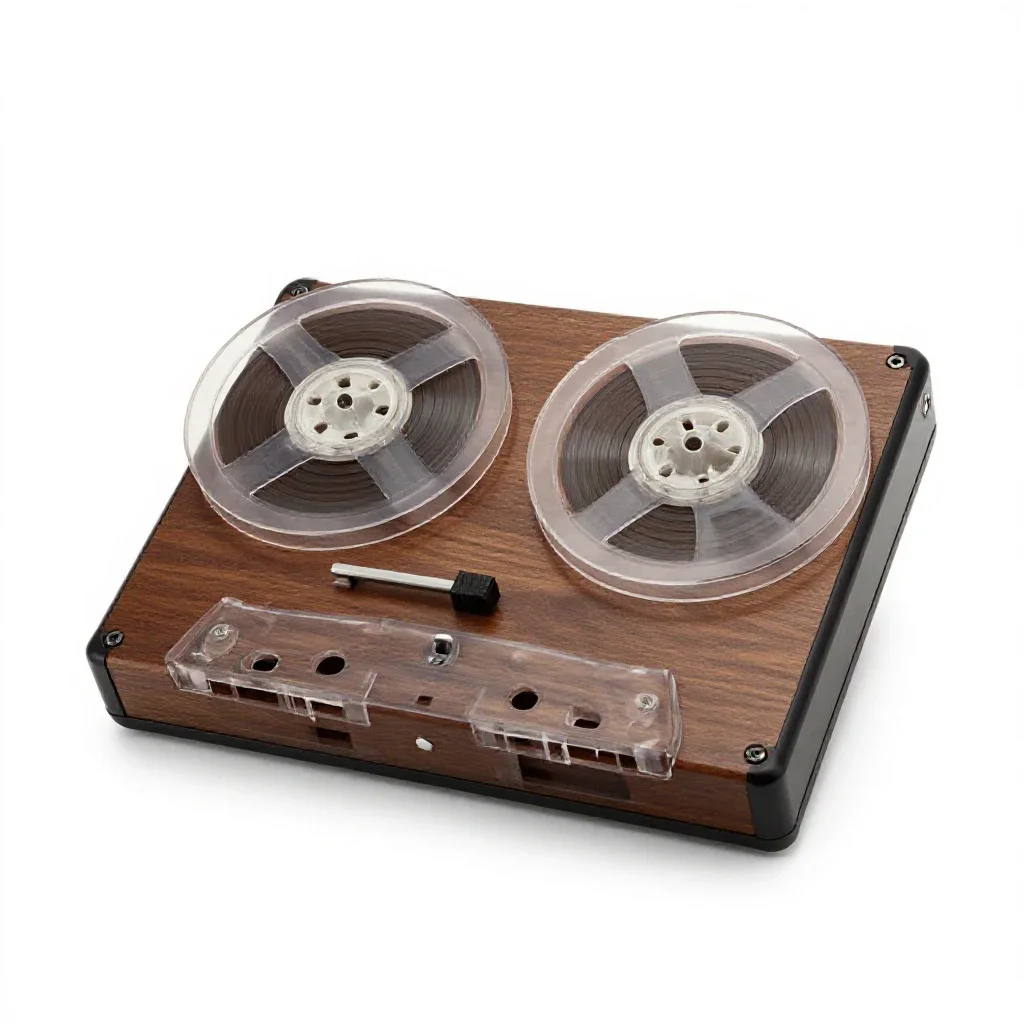 Reel-to-reel tape deck isolated on a white background