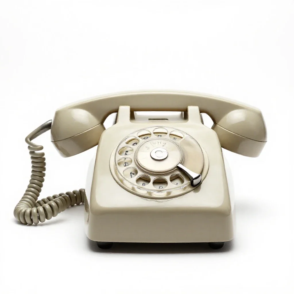 Rotary dial telephone isolated on a white background