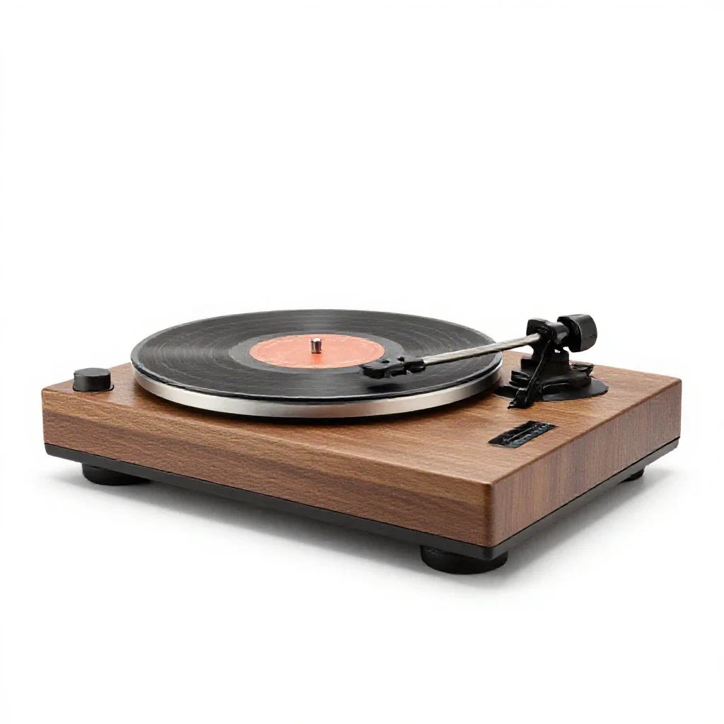 Turntable record player isolated on a white background
