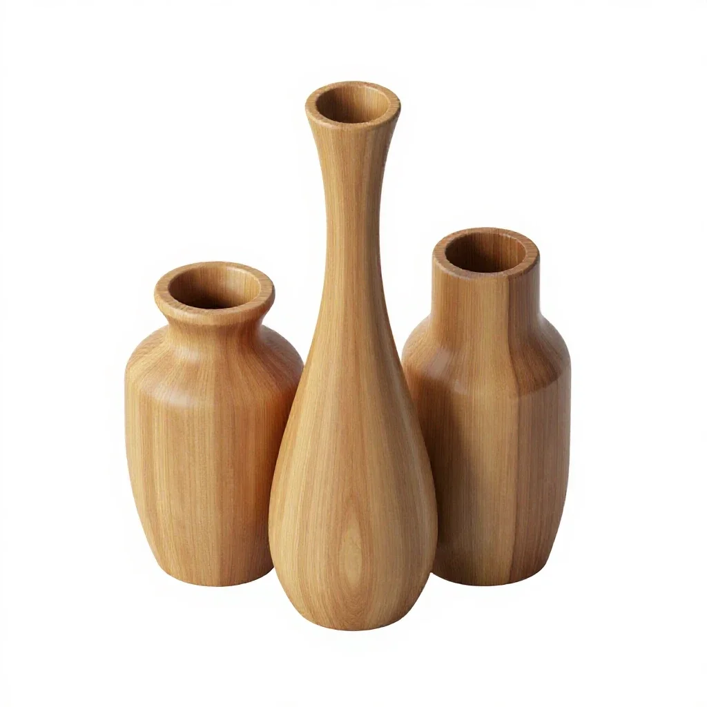 Bud vase trio isolated on a white background