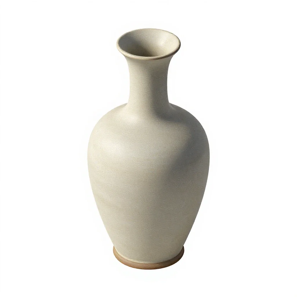 Ceramic vase with a narrow neck isolated on a white background