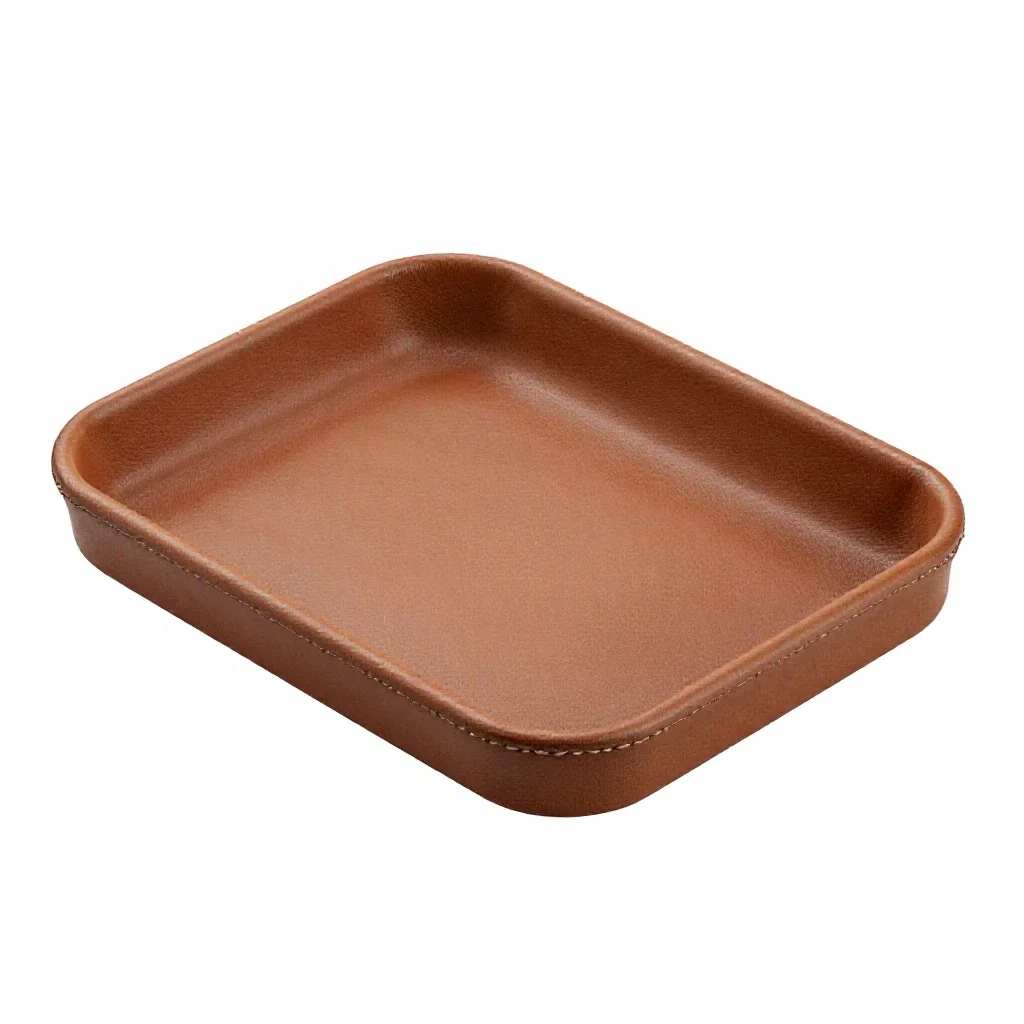 Leather valet tray isolated on a white background