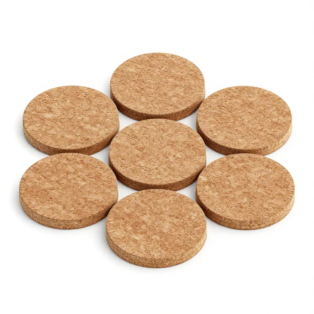 Set of coasters in cork isolated on a white background