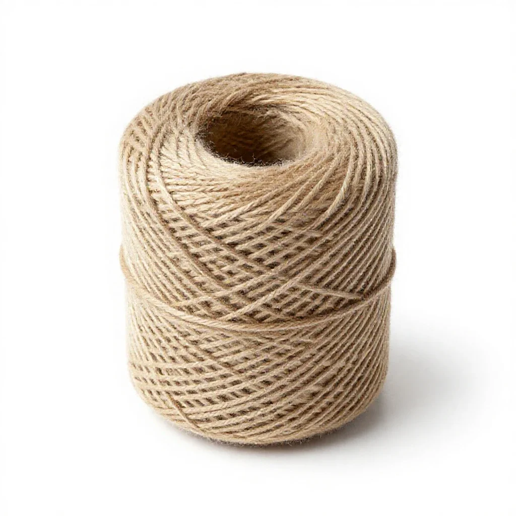 Spool of natural twine isolated on a white background