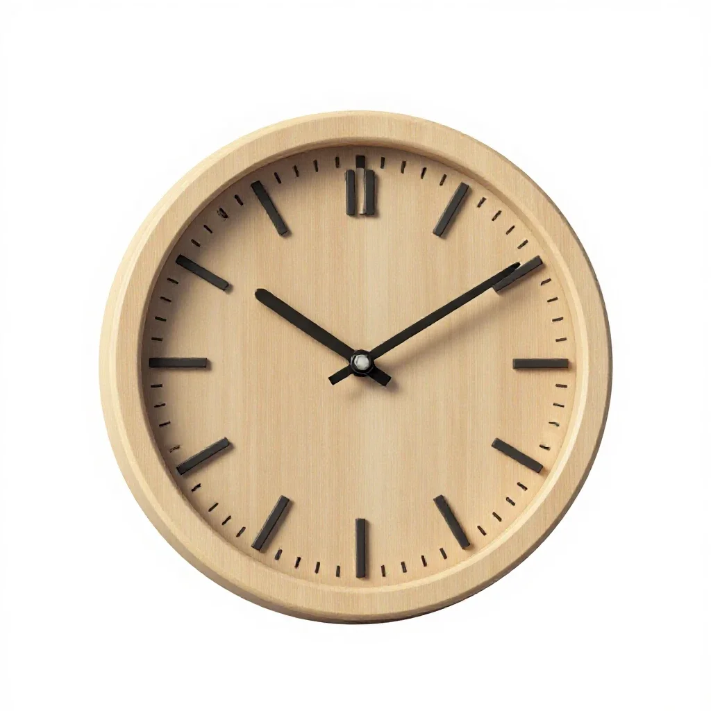 Wall clock with a plain face isolated on a white background