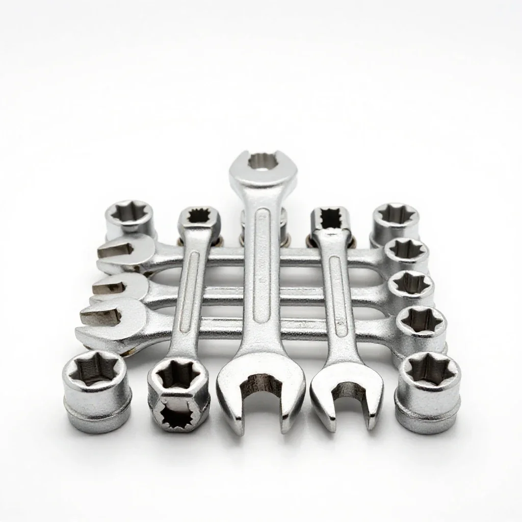 Socket wrench set in a case isolated on a white background