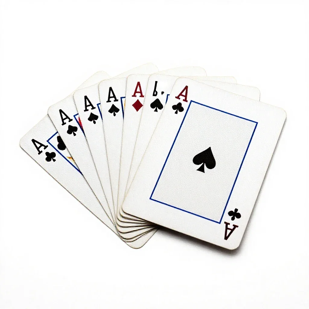 Deck of playing cards fanned out isolated on a white background
