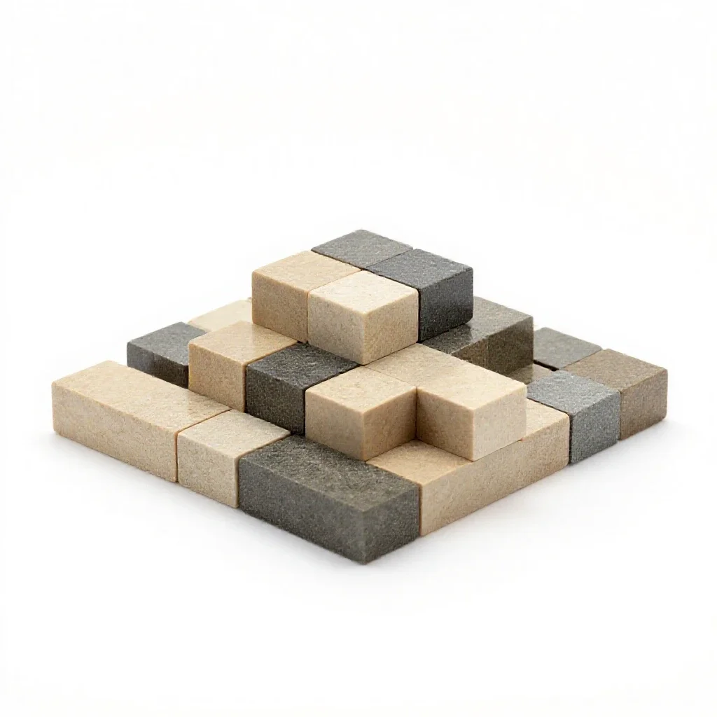 Magnetic tile set isolated on a white background